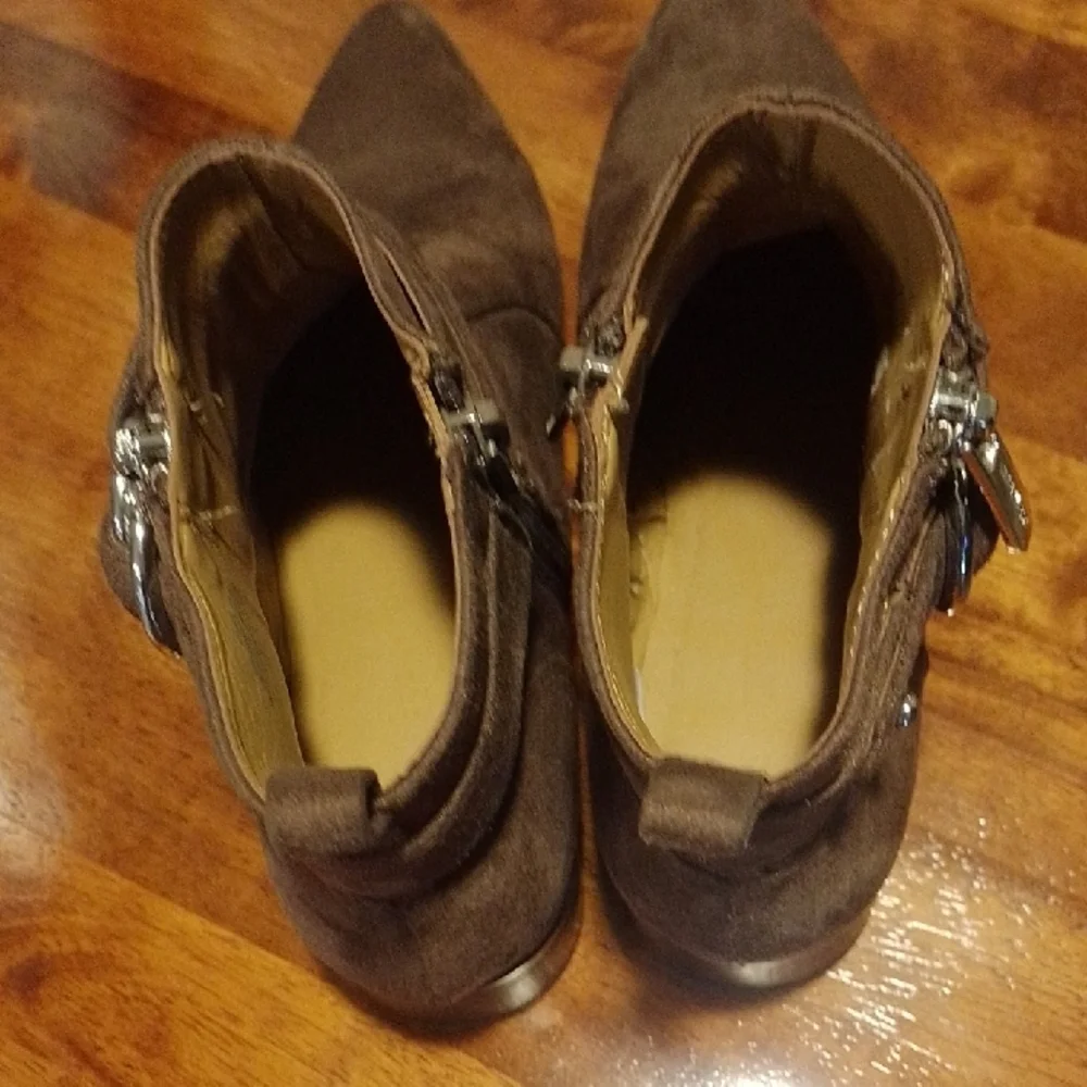 Nine West Brown Ankle Booties with Decorative Straps